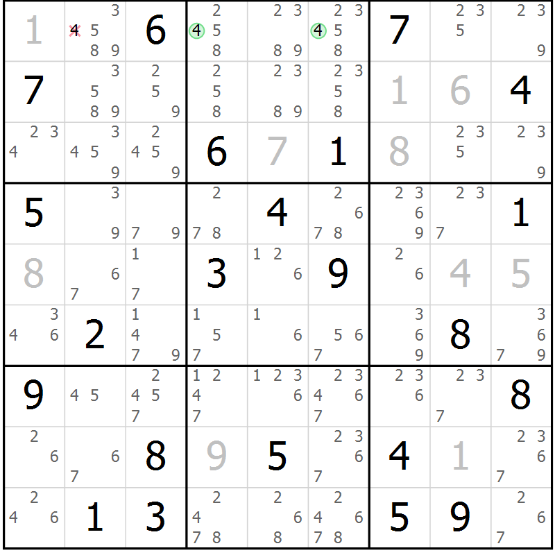 Position des candidats pour la solution de la Gr 22 page 25 du magazine de sudoku Platina n° 038