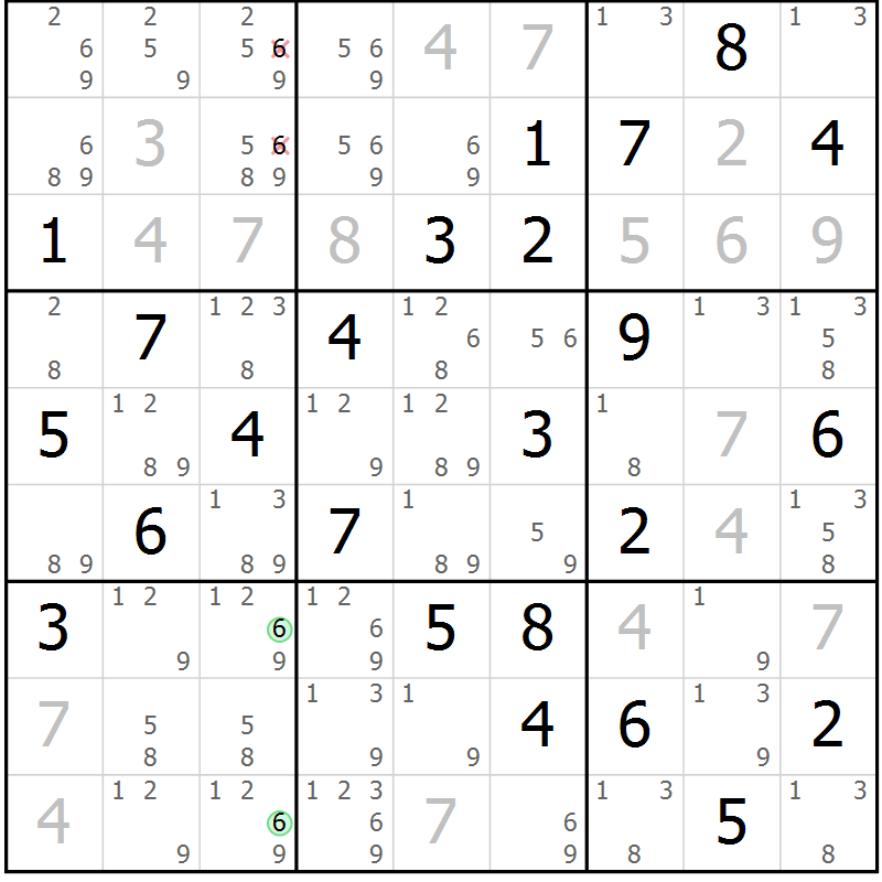 Position des candidats pour la solution de la Gr 24 page 27 du magazine de sudoku Platina n° 038