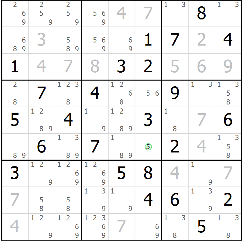 Position des candidats pour la solution de la Gr 24 page 27 du magazine de sudoku Platina n° 038