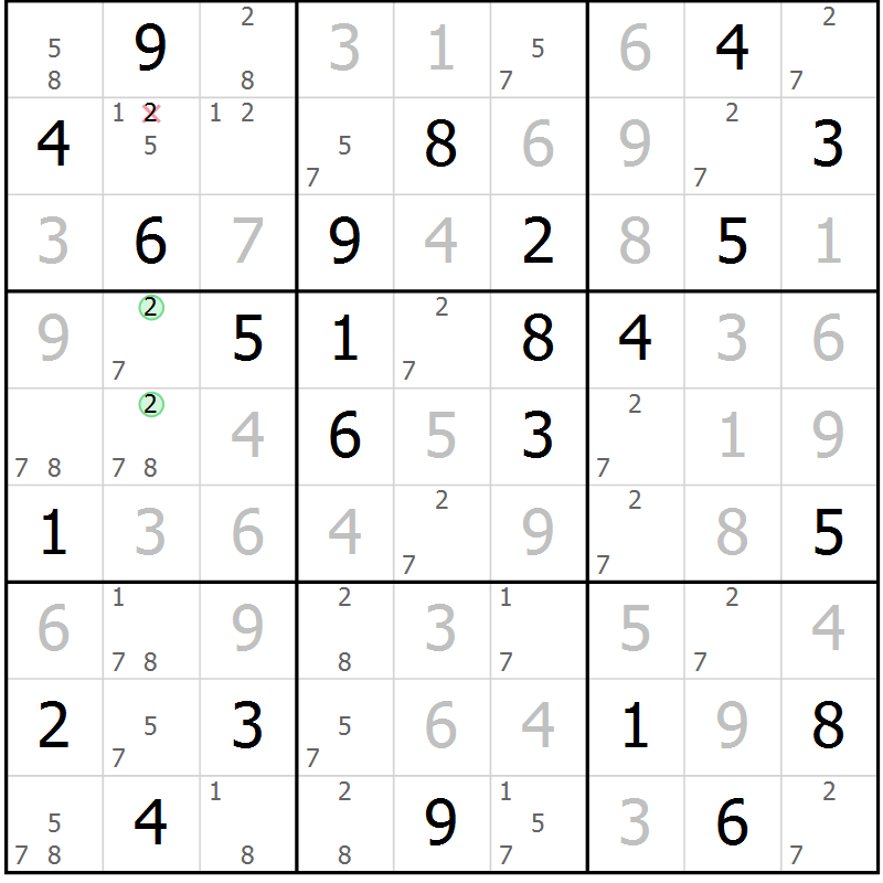 Position des candidats pour la solution de la Gr 26 page 29 du magazine de sudoku Platina n° 038