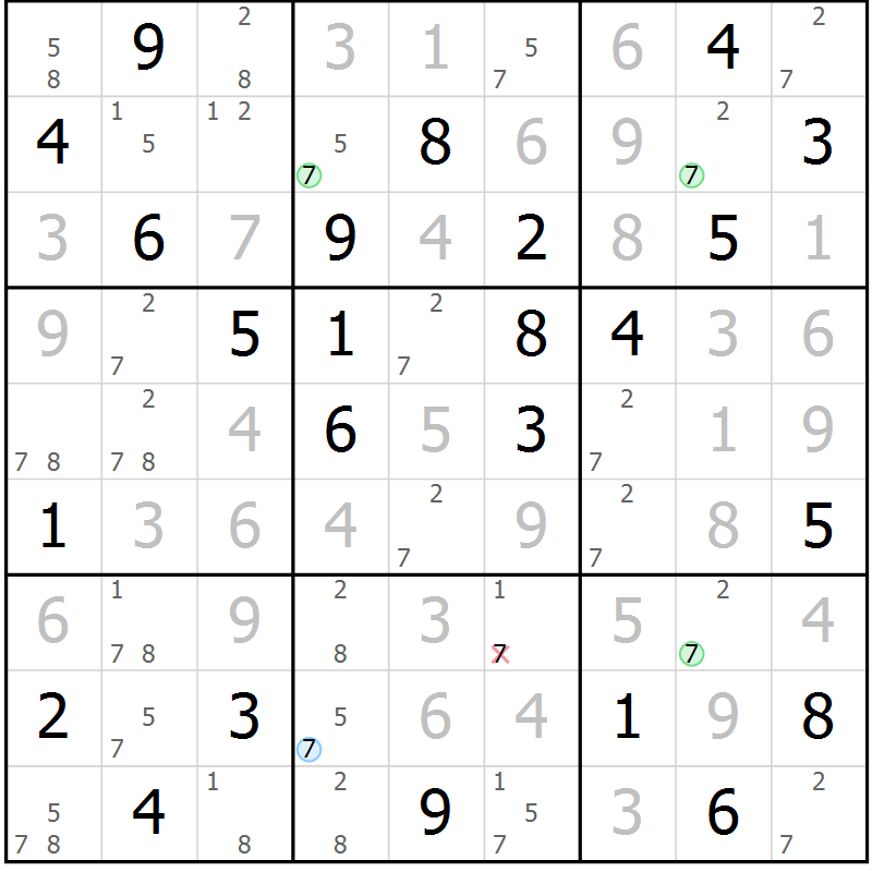 Position des candidats pour la solution de la Gr 26 page 29 du magazine de sudoku Platina n° 038