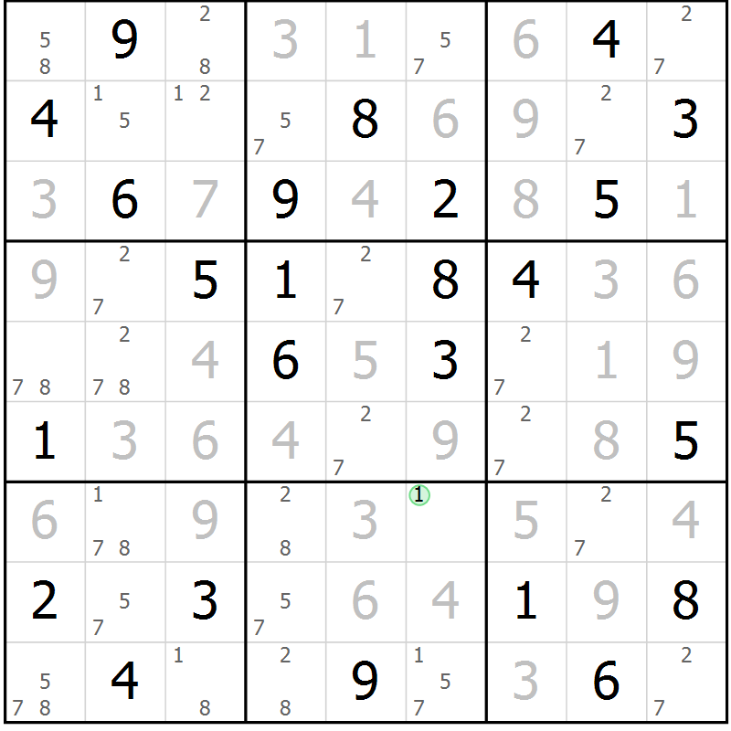 Position des candidats pour la solution de la Gr 26 page 29 du magazine de sudoku Platina n° 038