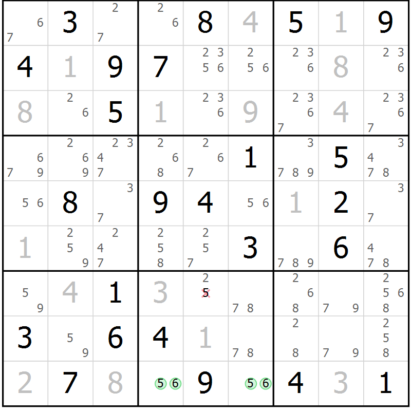 Position des candidats pour la solution de la Gr 29 page 32 du magazine de sudoku Platina n° 038