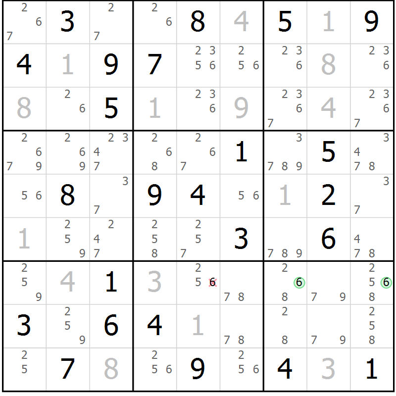 Position des candidats pour la solution de la Gr 29 page 32 du magazine de sudoku Platina n° 038