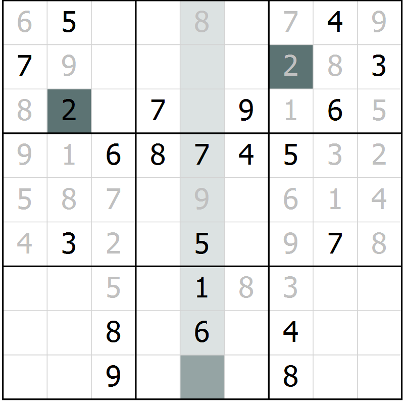 Position des candidats pour la solution de la Gr 3 page 6 du magazine de sudoku Platina n° 038