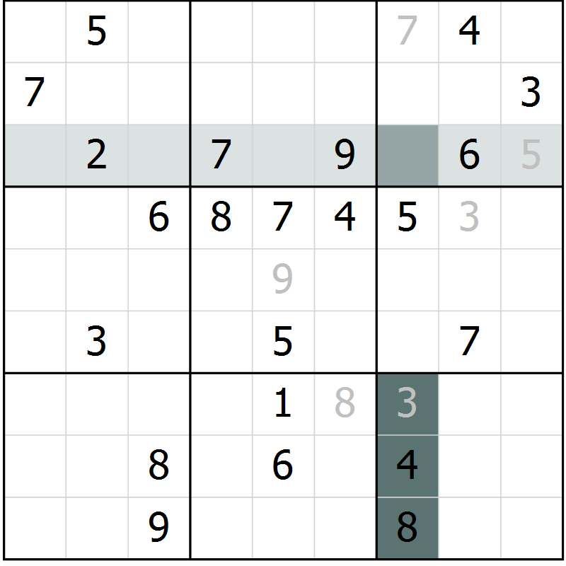 Position des candidats pour la solution de la Gr 3 page 6 du magazine de sudoku Platina n° 038