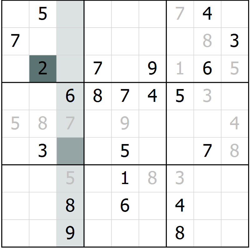 Position des candidats pour la solution de la Gr 3 page 6 du magazine de sudoku Platina n° 038