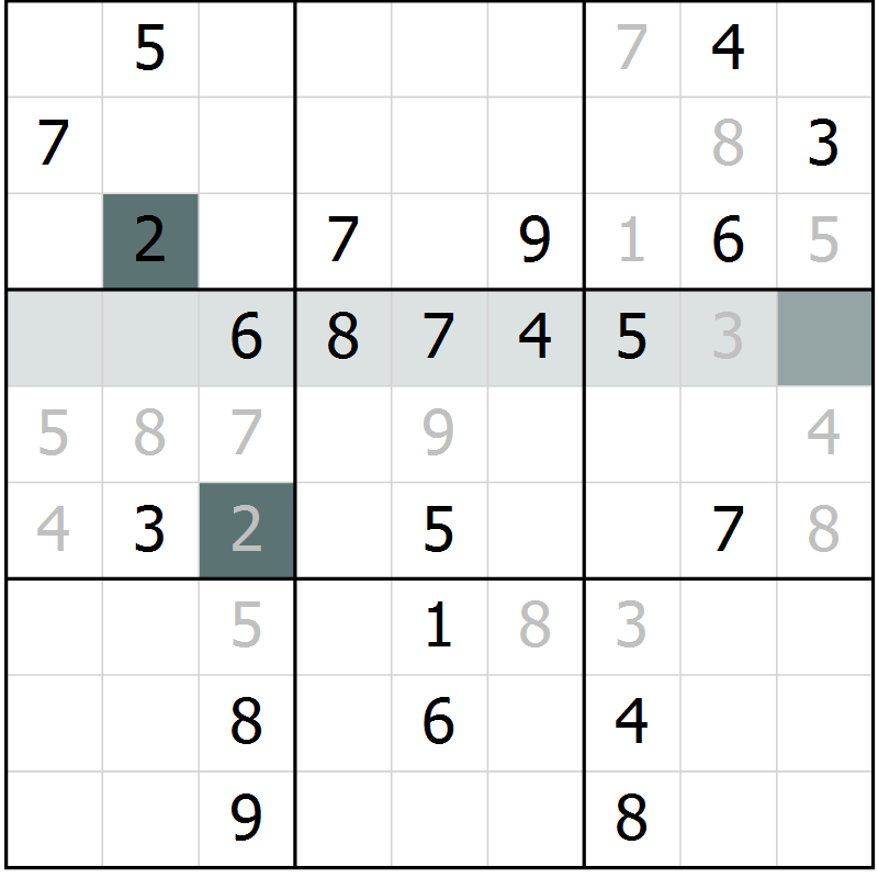 Position des candidats pour la solution de la Gr 3 page 6 du magazine de sudoku Platina n° 038
