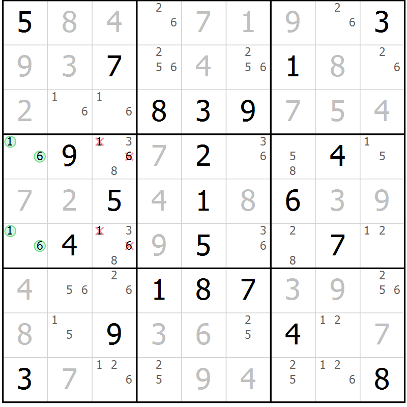 Position des candidats pour la solution de la Gr 30 page 33 du magazine de sudoku Platina n° 038