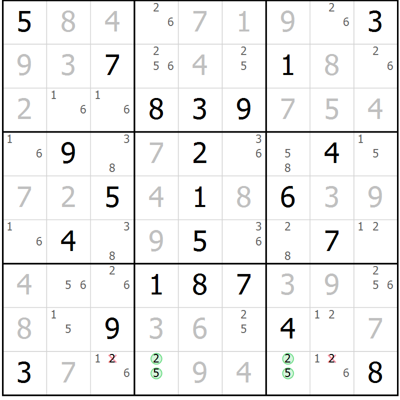 Position des candidats pour la solution de la Gr 30 page 33 du magazine de sudoku Platina n° 038