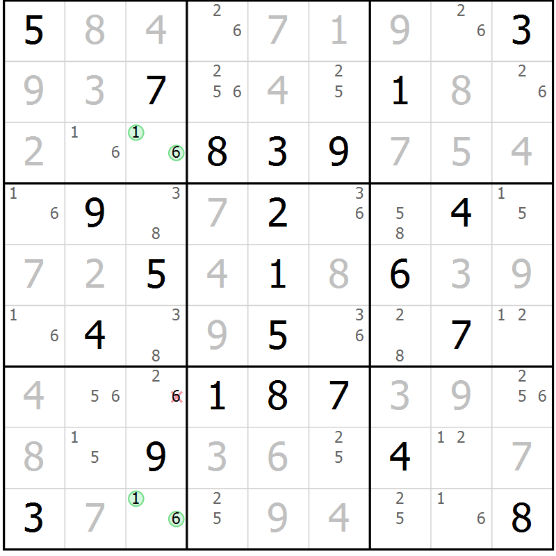 Position des candidats pour la solution de la Gr 30 page 33 du magazine de sudoku Platina n° 038