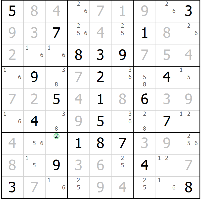 Position des candidats pour la solution de la Gr 30 page 33 du magazine de sudoku Platina n° 038
