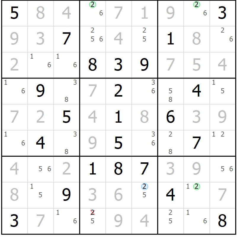 Position des candidats pour la solution de la Gr 30 page 33 du magazine de sudoku Platina n° 038