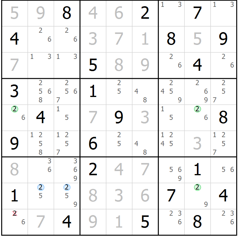 Position des candidats pour la solution de la Gr 31 page 34 du magazine de sudoku Platina n° 038