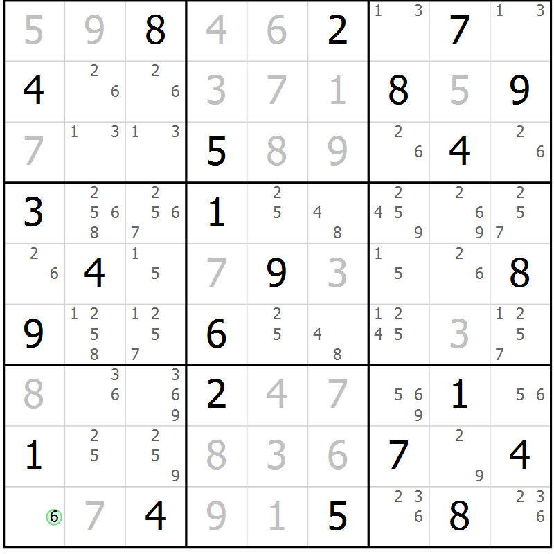 Position des candidats pour la solution de la Gr 31 page 34 du magazine de sudoku Platina n° 038