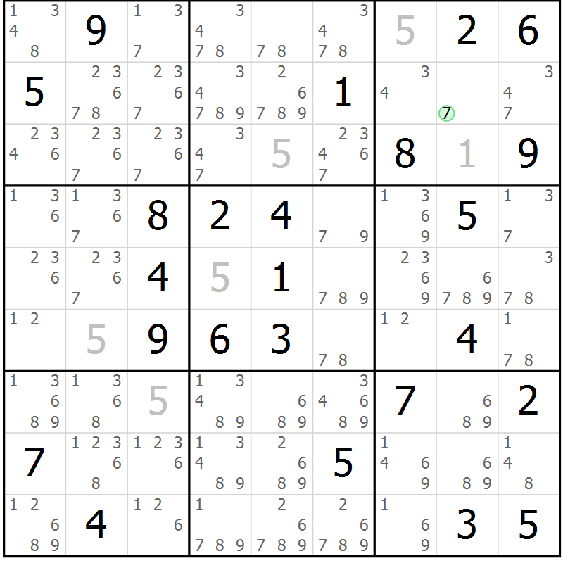 Position des candidats pour la solution de la Gr 32 page 35 du magazine de sudoku Platina n° 038