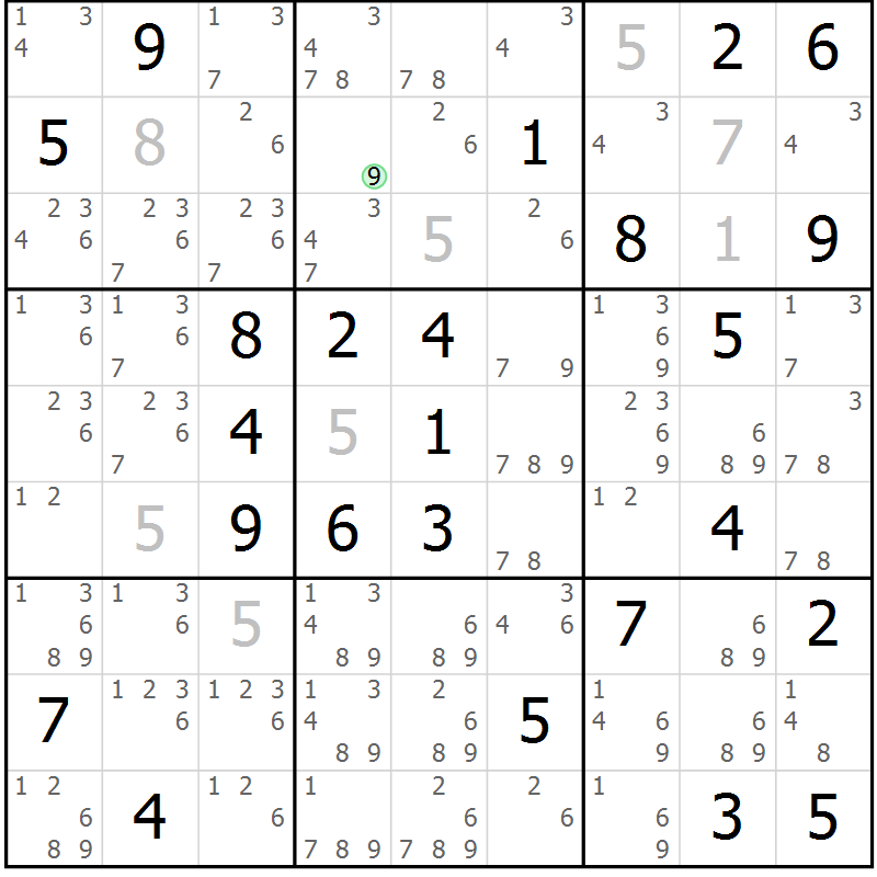 Position des candidats pour la solution de la Gr 32 page 35 du magazine de sudoku Platina n° 038