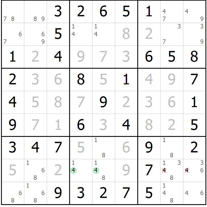 Position des candidats pour la solution de la Gr 34 page 37 du magazine de sudoku Platina n° 038