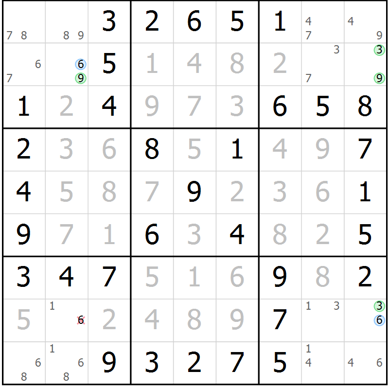 Position des candidats pour la solution de la Gr 34 page 37 du magazine de sudoku Platina n° 038