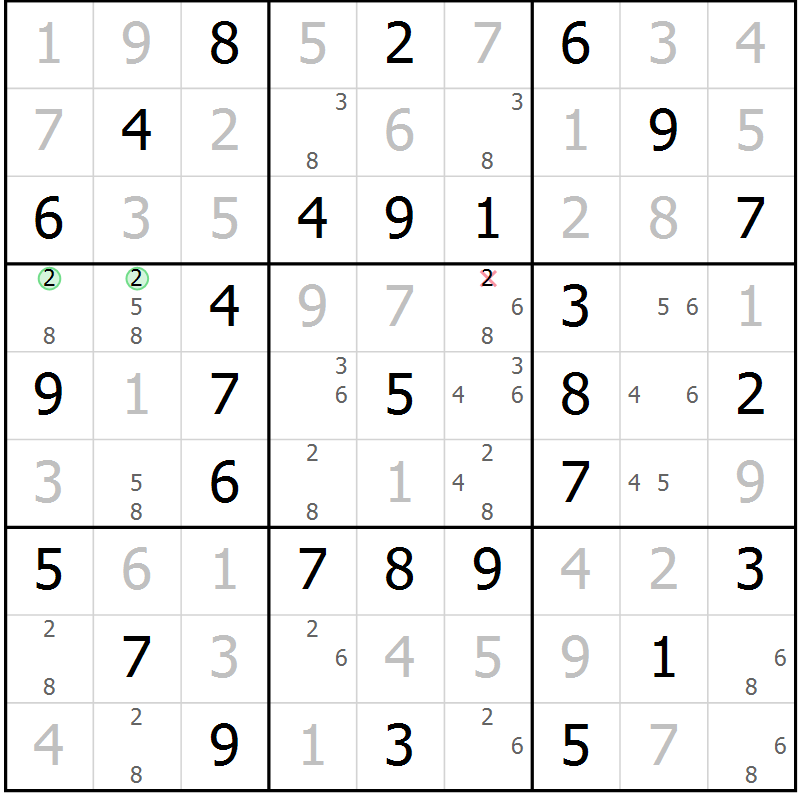 Position des candidats pour la solution de la Gr 35 page 38 du magazine de sudoku Platina n° 038