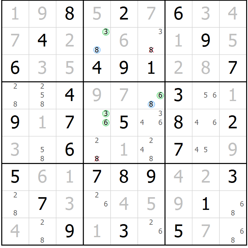 Position des candidats pour la solution de la Gr 35 page 38 du magazine de sudoku Platina n° 038