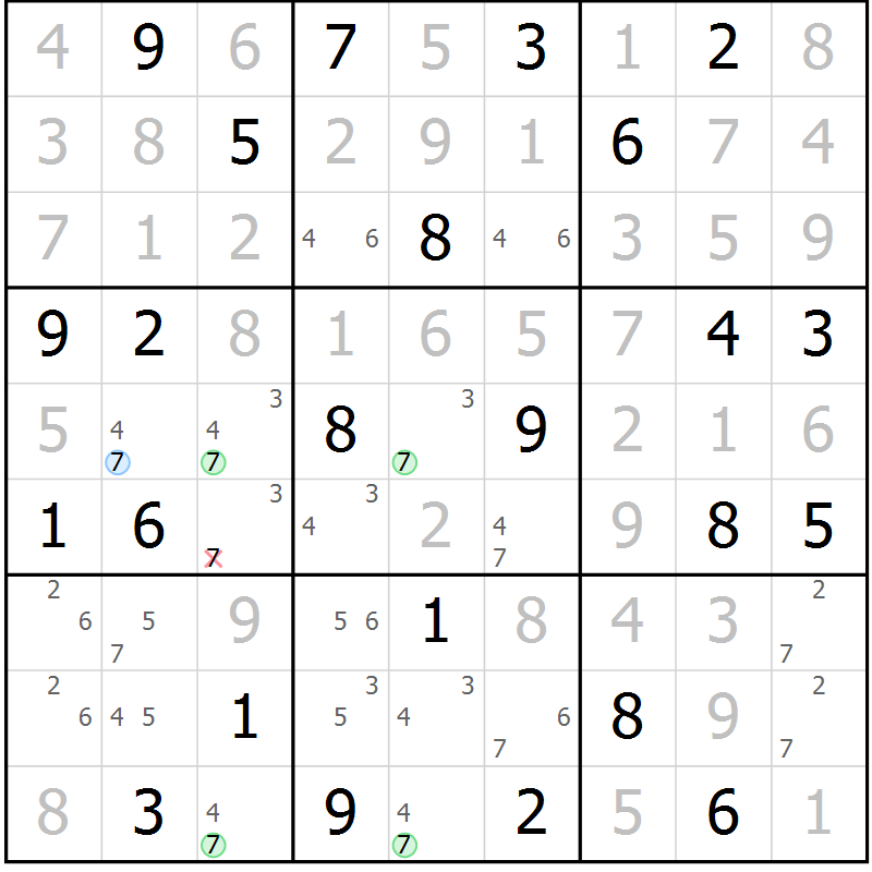 Position des candidats pour la solution de la Gr 38 page 41 du magazine de sudoku Platina n° 038