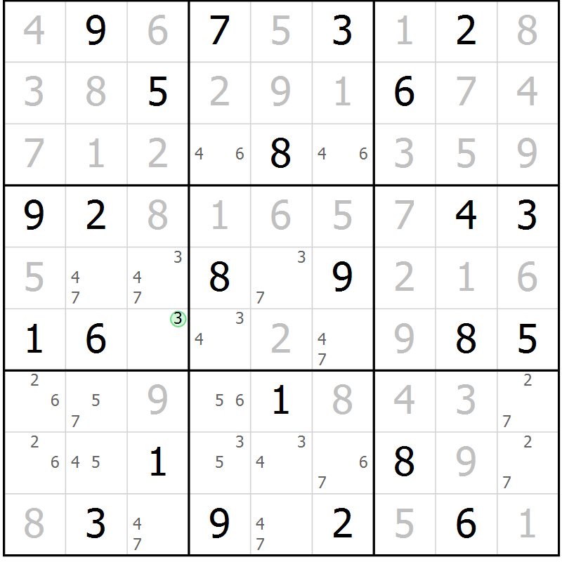 Position des candidats pour la solution de la Gr 38 page 41 du magazine de sudoku Platina n° 038