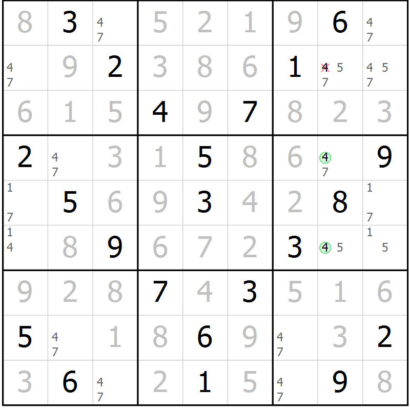Position des candidats pour la solution de la Gr 39 page 42 du magazine de sudoku Platina n° 038