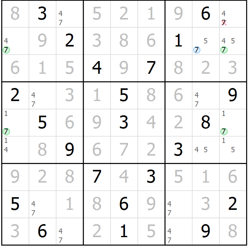 Position des candidats pour la solution de la Gr 39 page 42 du magazine de sudoku Platina n° 038