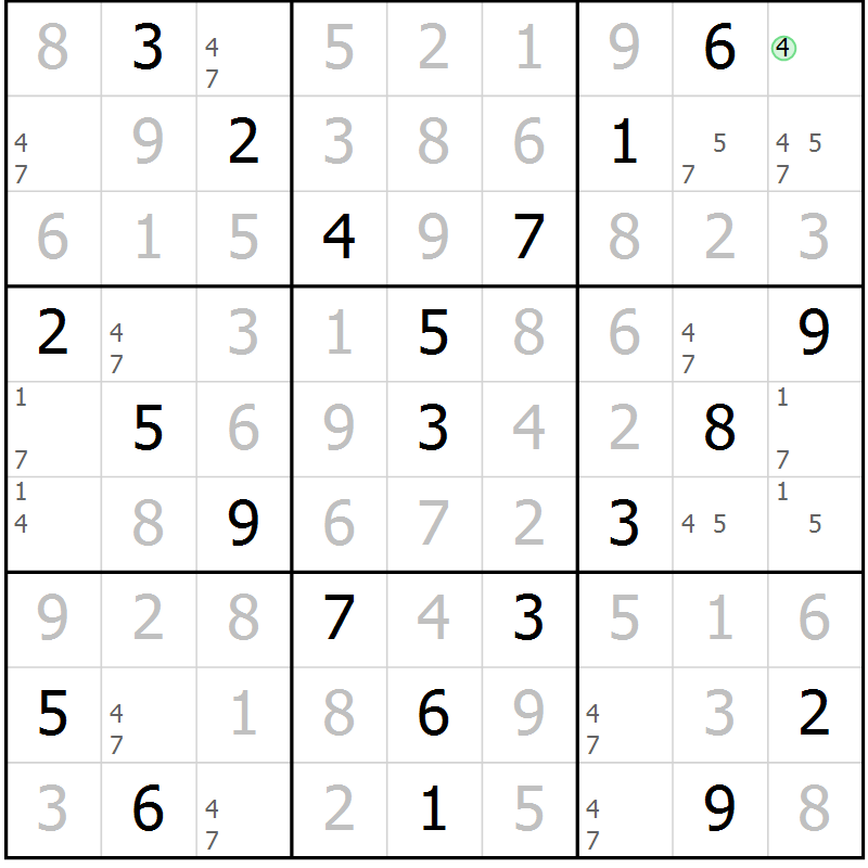 Position des candidats pour la solution de la Gr 39 page 42 du magazine de sudoku Platina n° 038