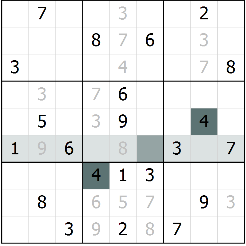 Position des candidats pour la solution de la Gr 4 page 7 du magazine de sudoku Platina n° 038