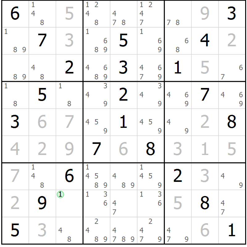 Position des candidats pour la solution de la Gr 40 page 43 du magazine de sudoku Platina n° 038