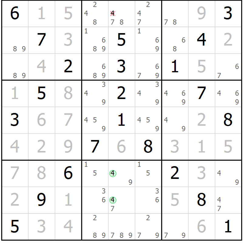 Position des candidats pour la solution de la Gr 40 page 43 du magazine de sudoku Platina n° 038