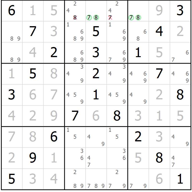 Position des candidats pour la solution de la Gr 40 page 43 du magazine de sudoku Platina n° 038