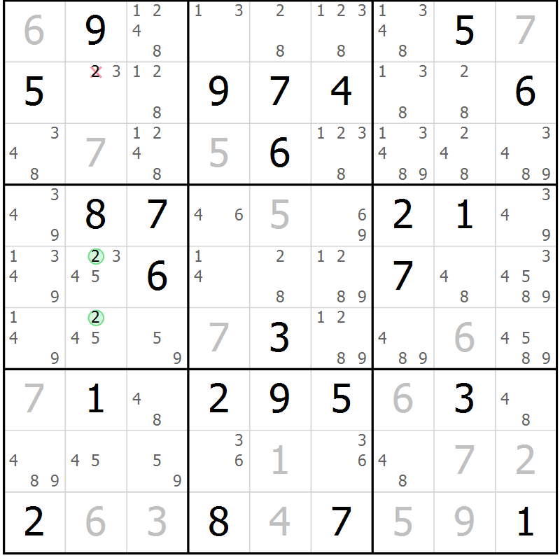 Position des candidats pour la solution de la Gr 41 page 44 du magazine de sudoku Platina n° 038