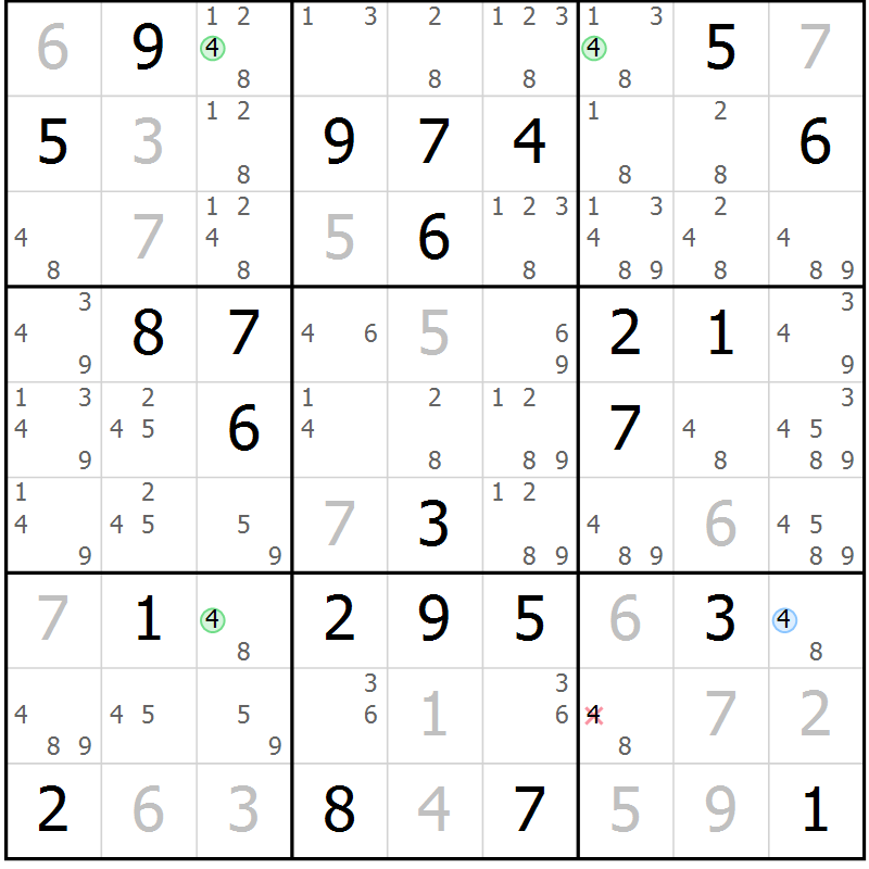 Position des candidats pour la solution de la Gr 41 page 44 du magazine de sudoku Platina n° 038