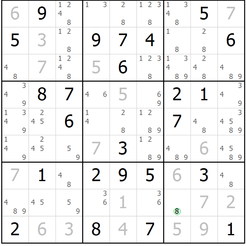 Position des candidats pour la solution de la Gr 41 page 44 du magazine de sudoku Platina n° 038