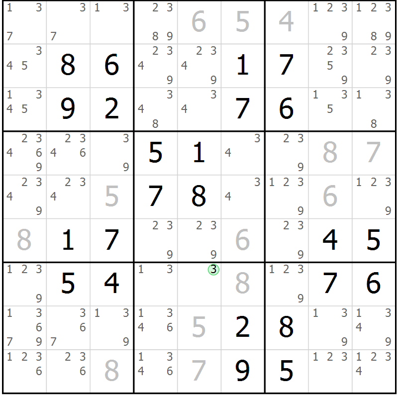 Position des candidats pour la solution de la Gr 42 page 45 du magazine de sudoku Platina n° 038