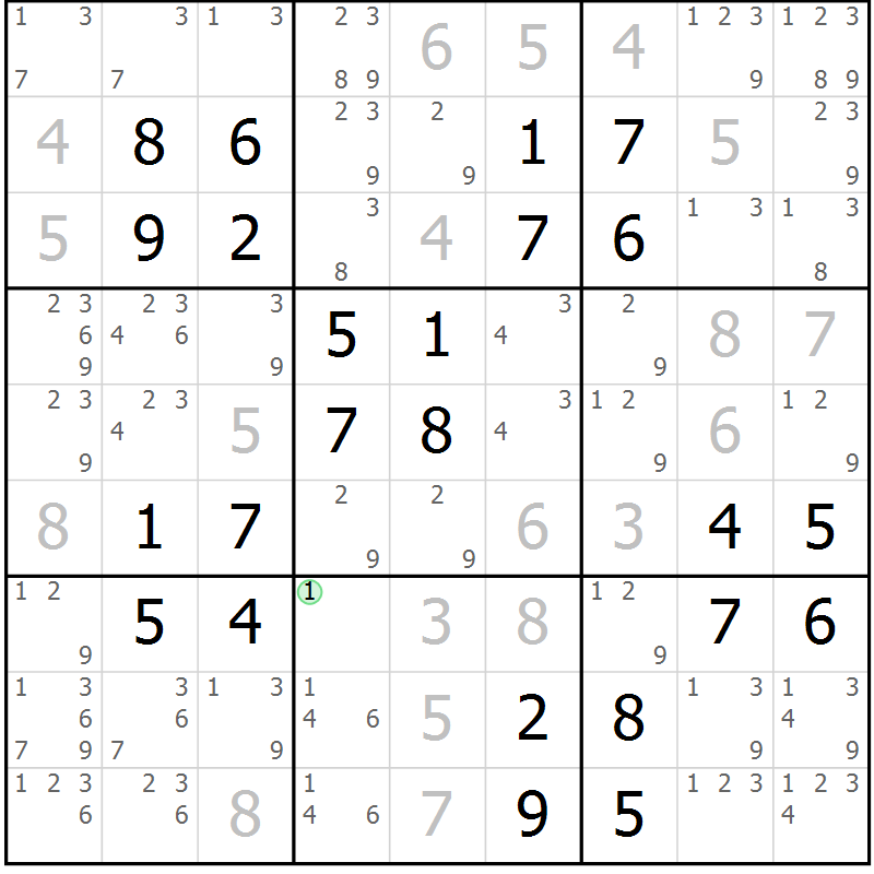 Position des candidats pour la solution de la Gr 42 page 45 du magazine de sudoku Platina n° 038