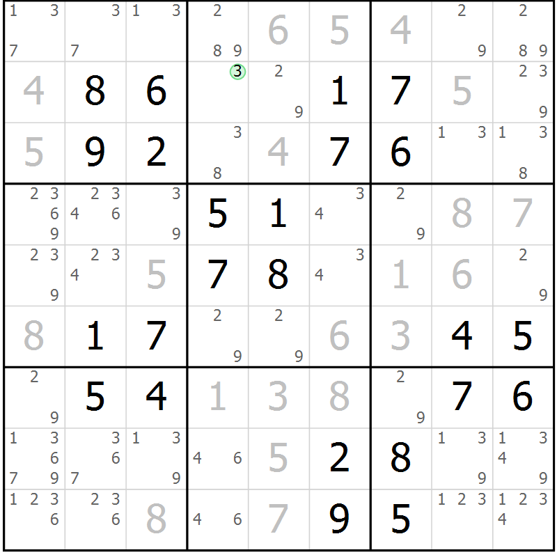 Position des candidats pour la solution de la Gr 42 page 45 du magazine de sudoku Platina n° 038