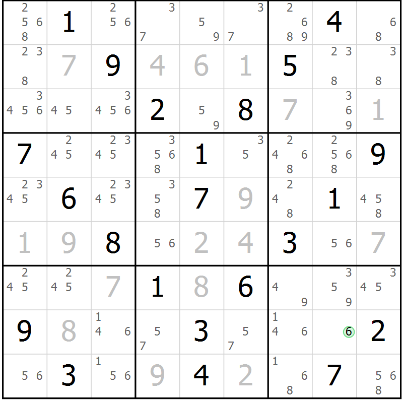 Position des candidats pour la solution de la Gr 44 page 47 du magazine de sudoku Platina n° 038