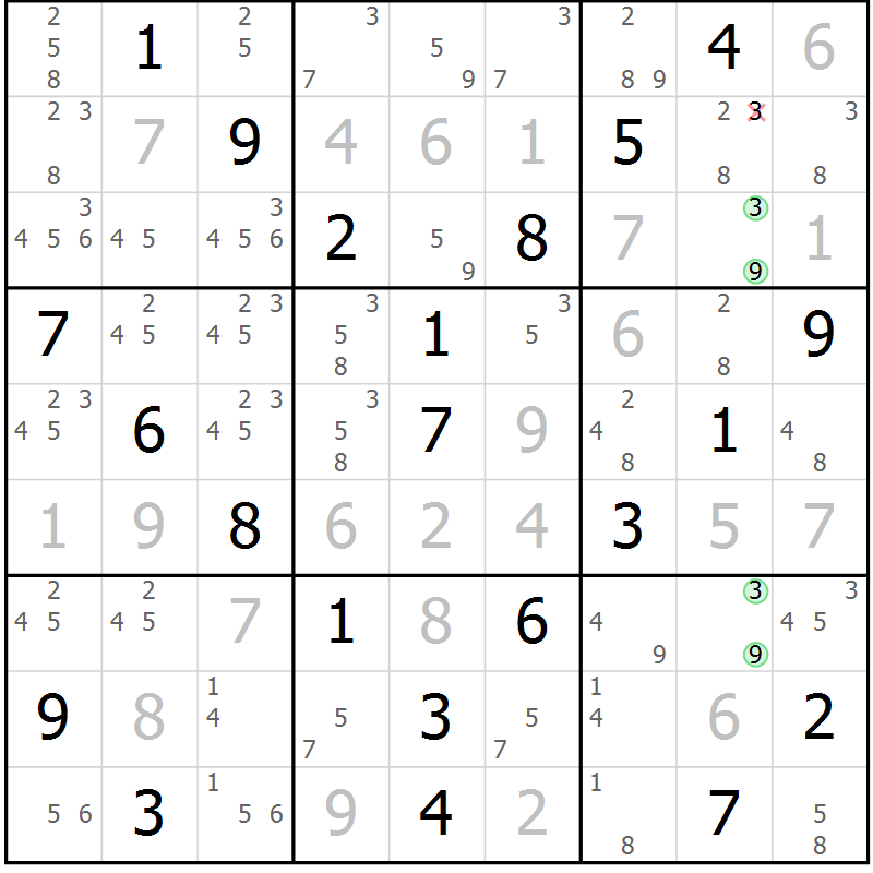 Position des candidats pour la solution de la Gr 44 page 47 du magazine de sudoku Platina n° 038