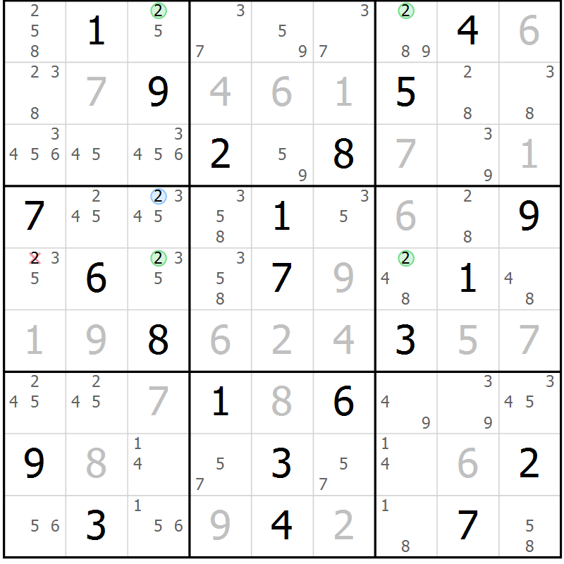 Position des candidats pour la solution de la Gr 44 page 47 du magazine de sudoku Platina n° 038