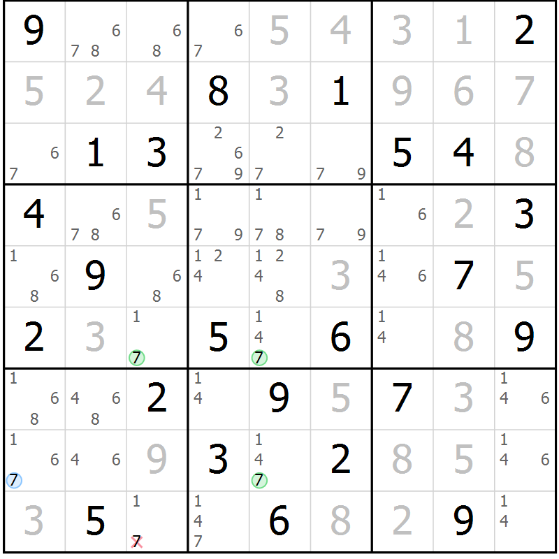 Position des candidats pour la solution de la Gr 45 page 48 du magazine de sudoku Platina n° 038