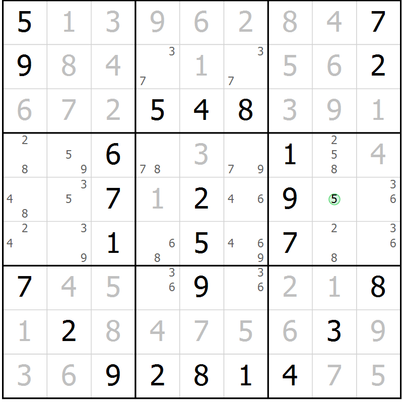 Position des candidats pour la solution de la Gr 46 page 49 du magazine de sudoku Platina n° 038