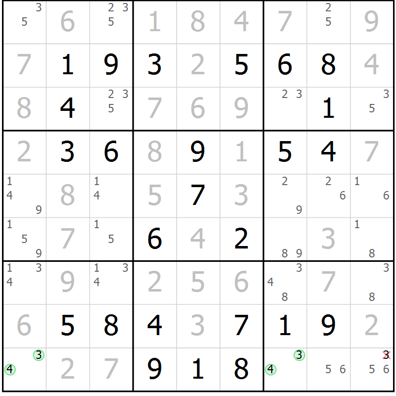 Position des candidats pour la solution de la Gr 47 page 50 du magazine de sudoku Platina n° 038