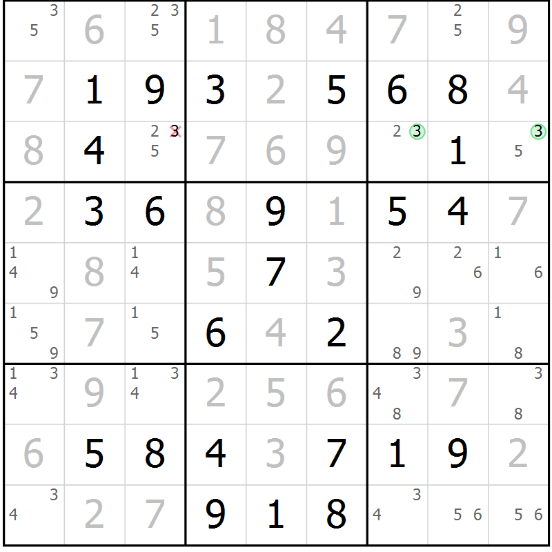 Position des candidats pour la solution de la Gr 47 page 50 du magazine de sudoku Platina n° 038