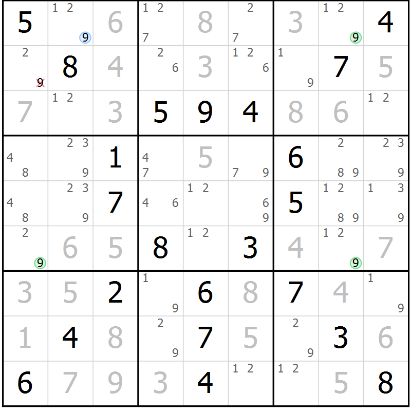 Position des candidats pour la solution de la Gr 48 page 51 du magazine de sudoku Platina n° 038