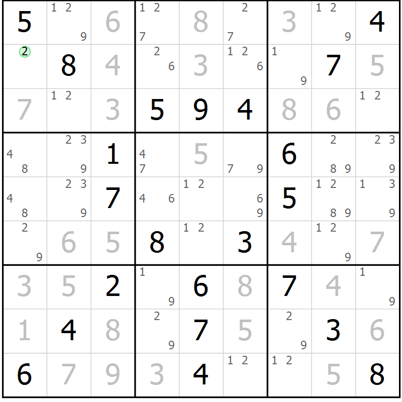 Position des candidats pour la solution de la Gr 48 page 51 du magazine de sudoku Platina n° 038