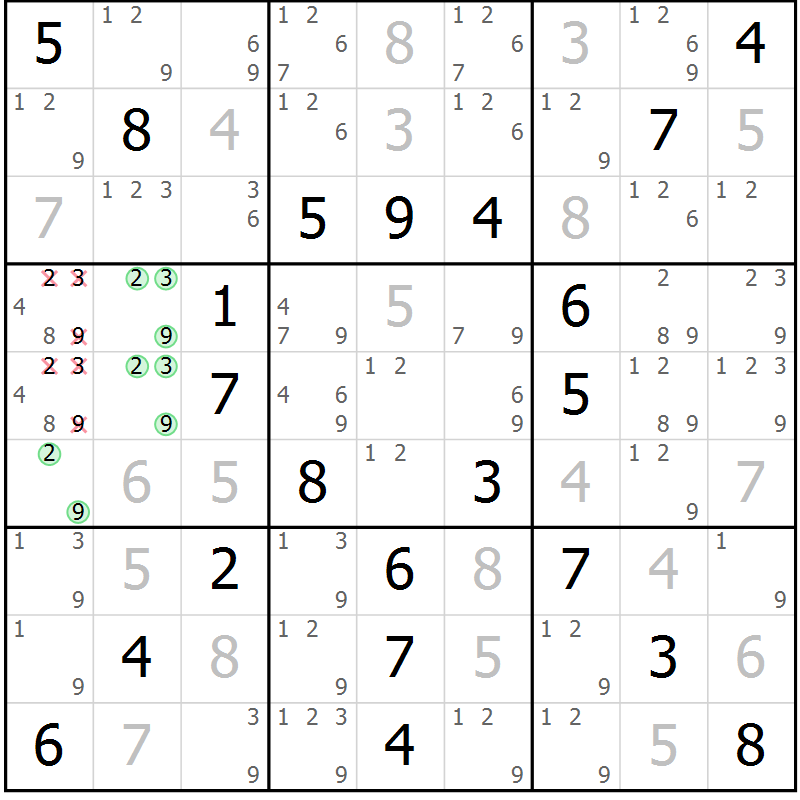 Position des candidats pour la solution de la Gr 48 page 51 du magazine de sudoku Platina n° 038